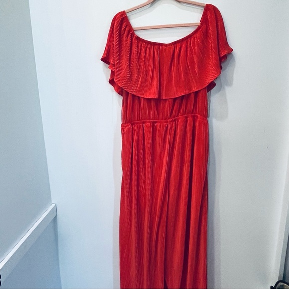 Lane Bryant Coral Pleated Multi-Way Off-The-Shoulder Jumpsuit size 14/16 - Picture 6 of 11